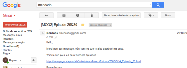 Ce message date du 28/10/2013 sur ma boite personnelle. Merci qui ?