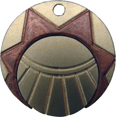 A plexiglass medallion made by Shadow